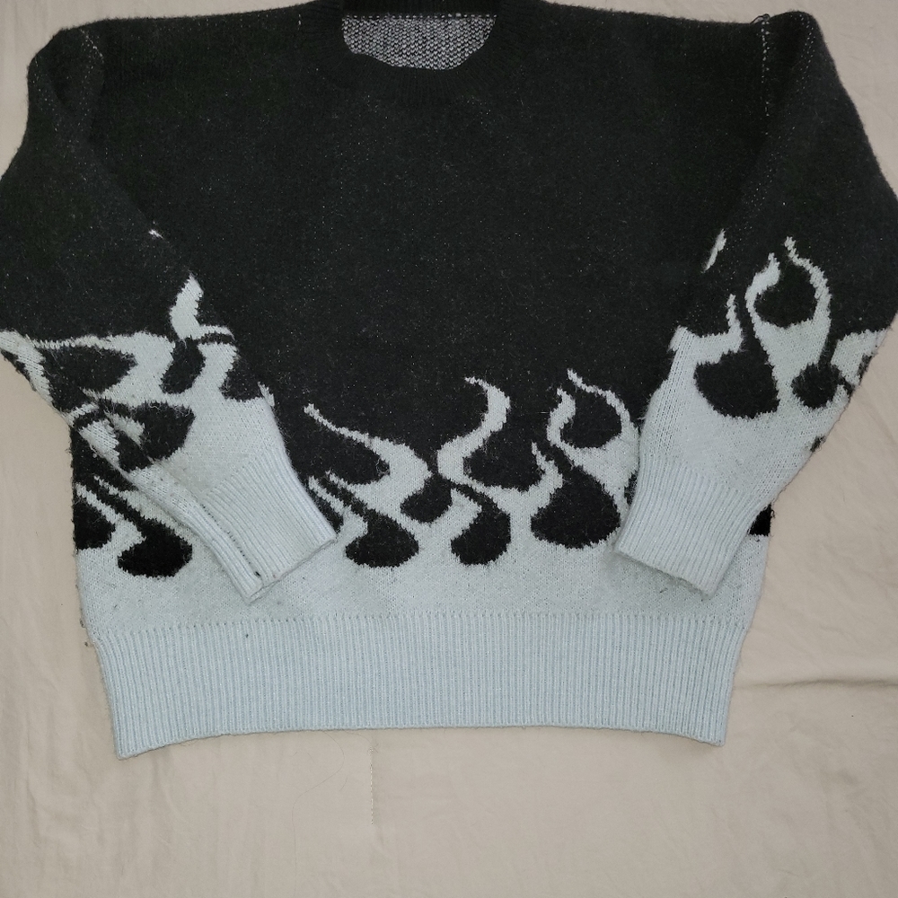 SHEIN Oversized fire flame design sweater